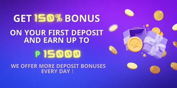 First deposit bonus graphic with coins and gift boxes